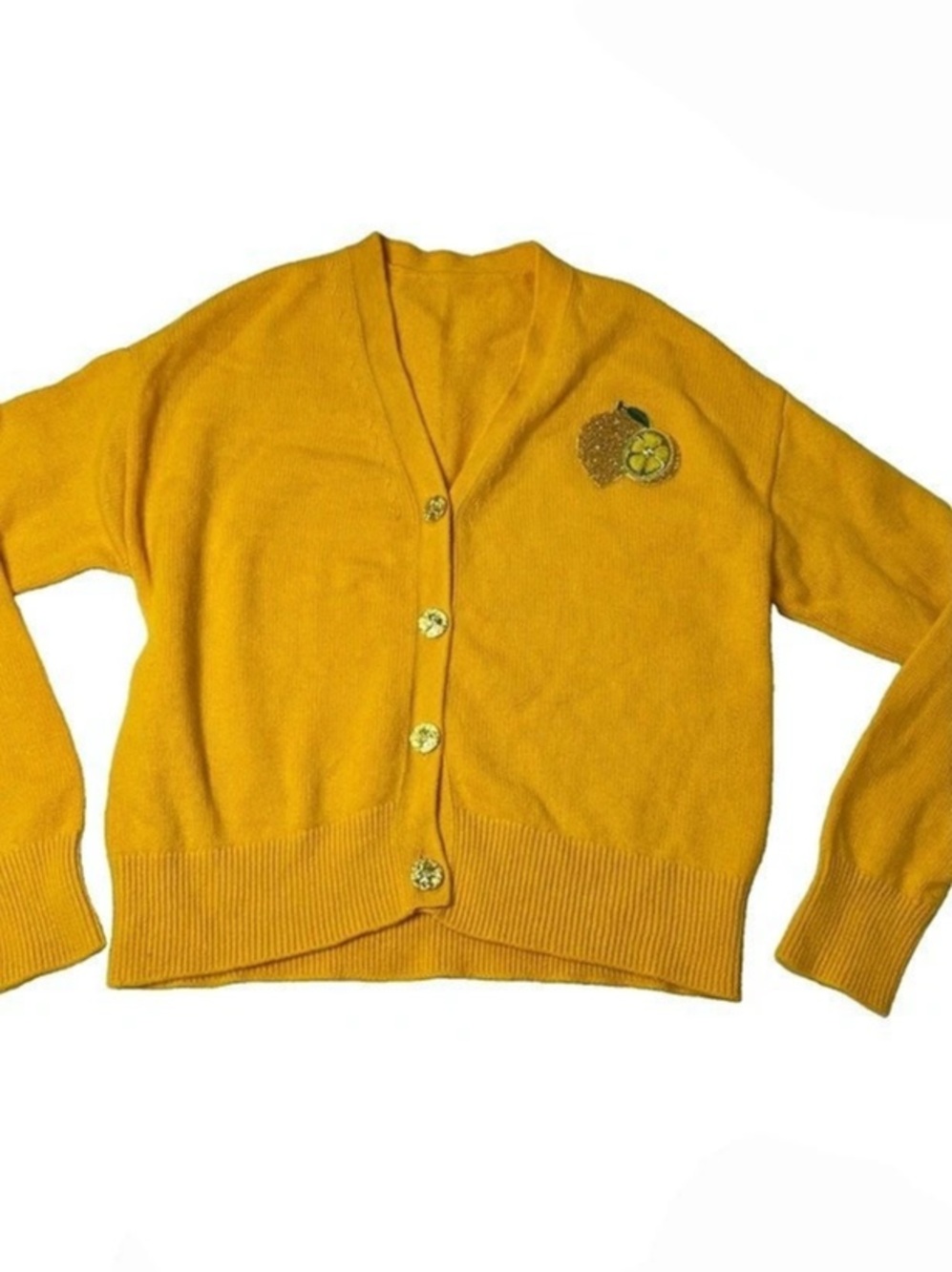 Cashmere Cardigan in Yellow Like New